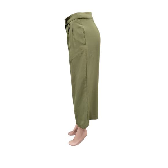 Topshop Women's Rita Wide Leg Cropped Pleated Trouser Dress Pants Size 4 Green - Picture 7 of 14